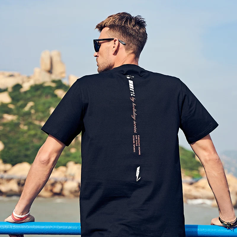 Enjeolon new summer mens Casual 100% Cotton T shirt fashion Letters Print Short sleeved T7490 | Мужская одежда