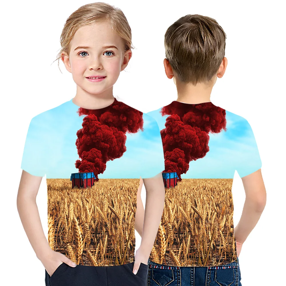 

Pubg Games Children's T-Shirt 2021 Summer Korean Style Pure Cotton Fried Street Top 3D Printing Tropical Versatile T-Shirt
