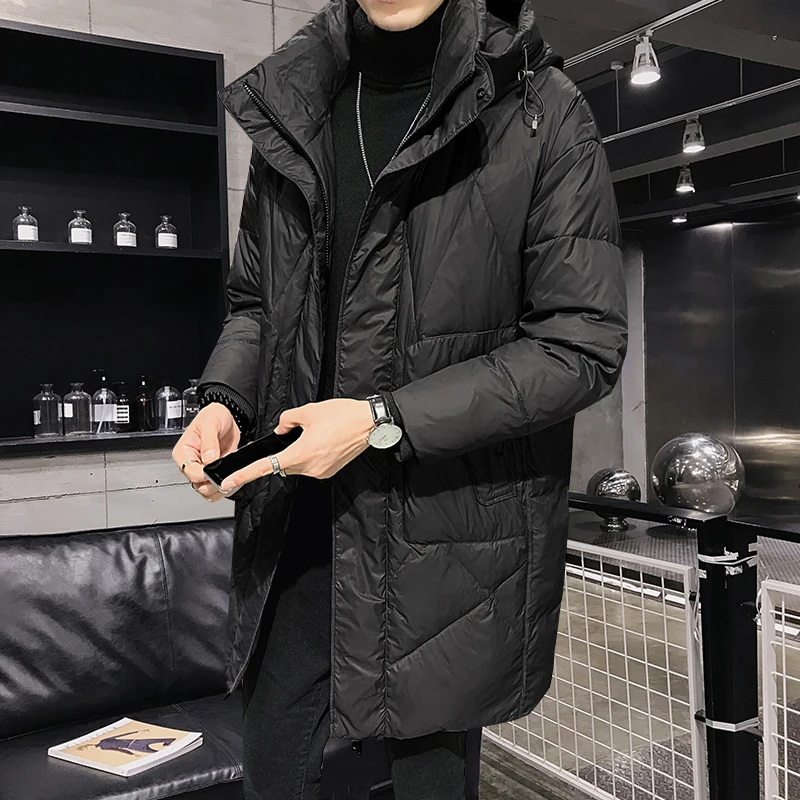

2021 Winter Men's Down Parka Coat New Fashion Casual Loose Hooded Clothes Men's Duck Down Jacket Thicken Warm Outerwear B333