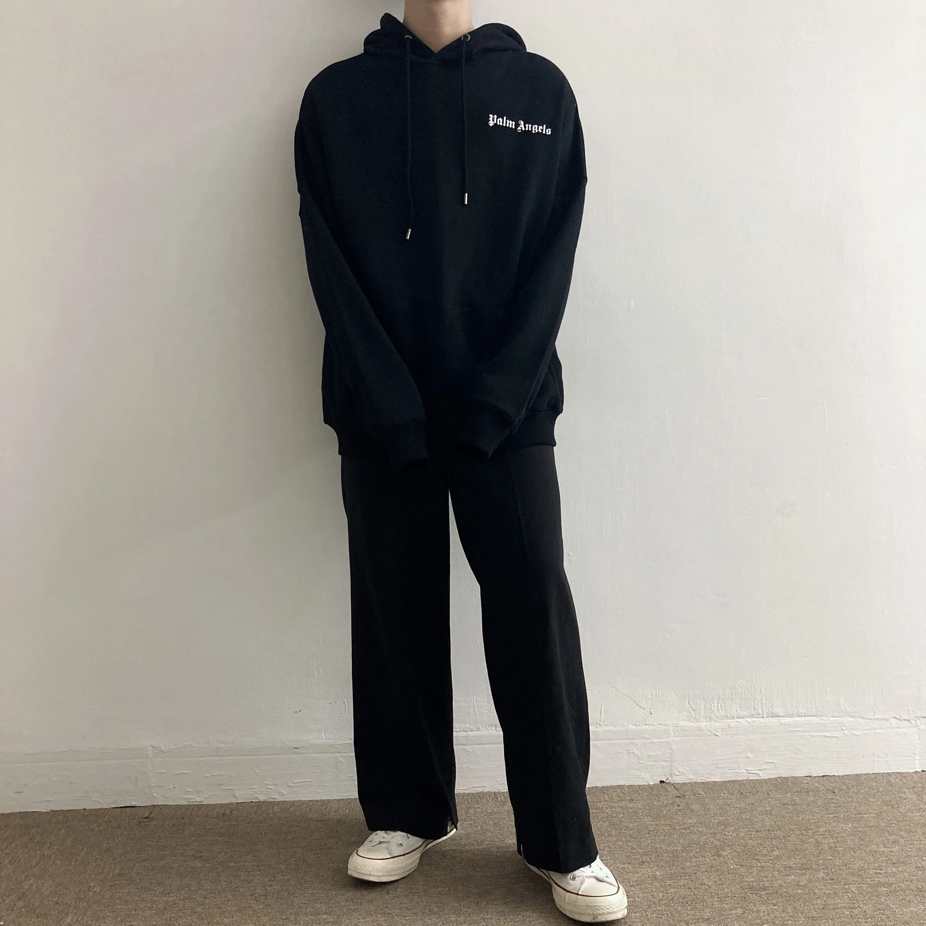 

Palm Angels letter print Hoodies Sweatshirts loose and simple men women drop shoulder pullover 454665