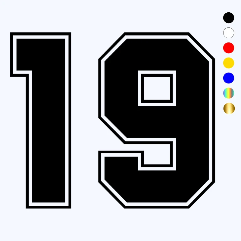 

CK3231# Various Sizes Racing Number 19 funny car sticker vinyl decal waterproof car auto stickers white / black for bumper