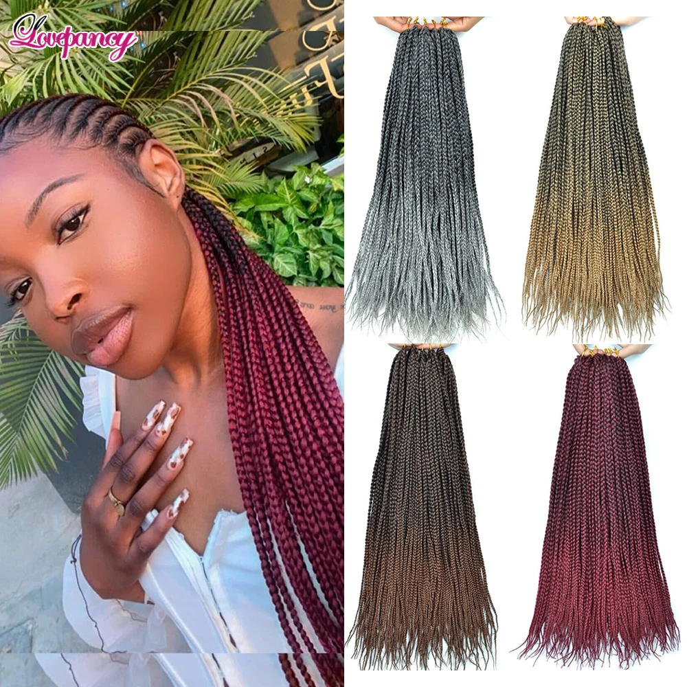 

Colored Box Braid Crotchet Braid 14 18 24Inch Ombre Bug Synthetic Braiding Hair Extension 22Roots Crochet Hair African Braids