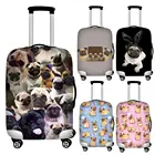 Чехол для чемодана на молнии, 18-32 дюйма, с принтом Щенка Мопса