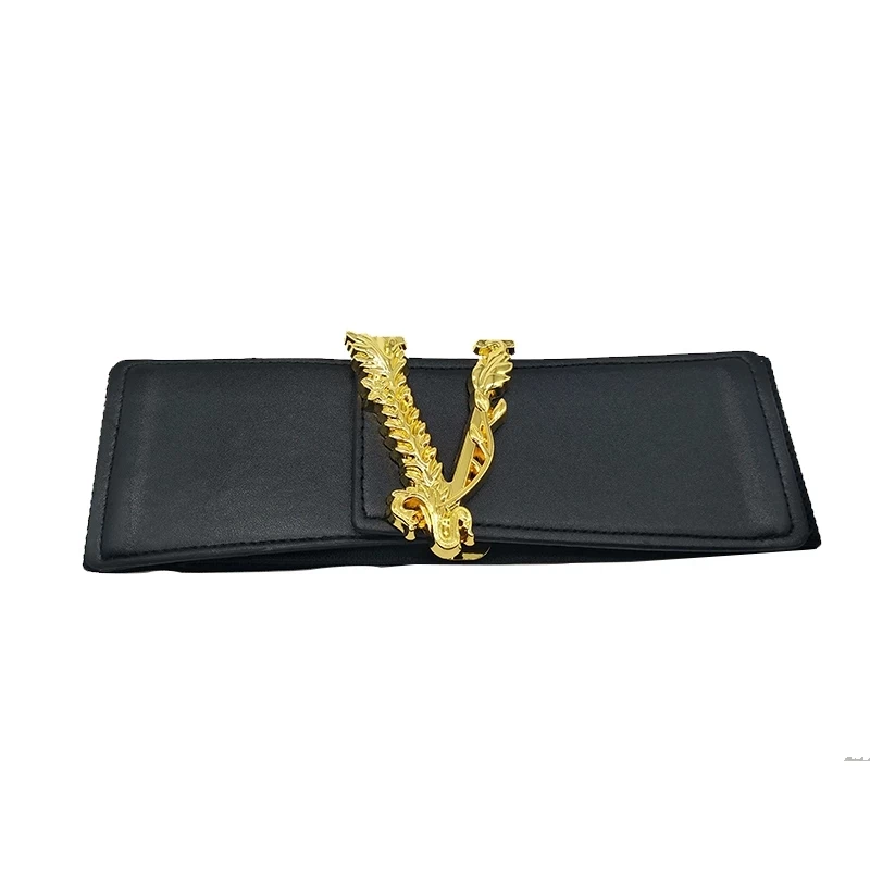 

2021 New Luxury Design Classic Women Belts Bees and Letters Gold Buckle Oversize Stretch Elastic 7cm Wide Jeans Belts