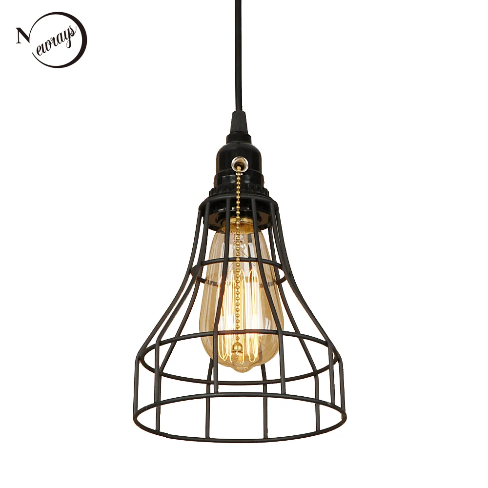 Промышленный арт-деко железный черный подвесной светильник LED E27 Лофт винтажная