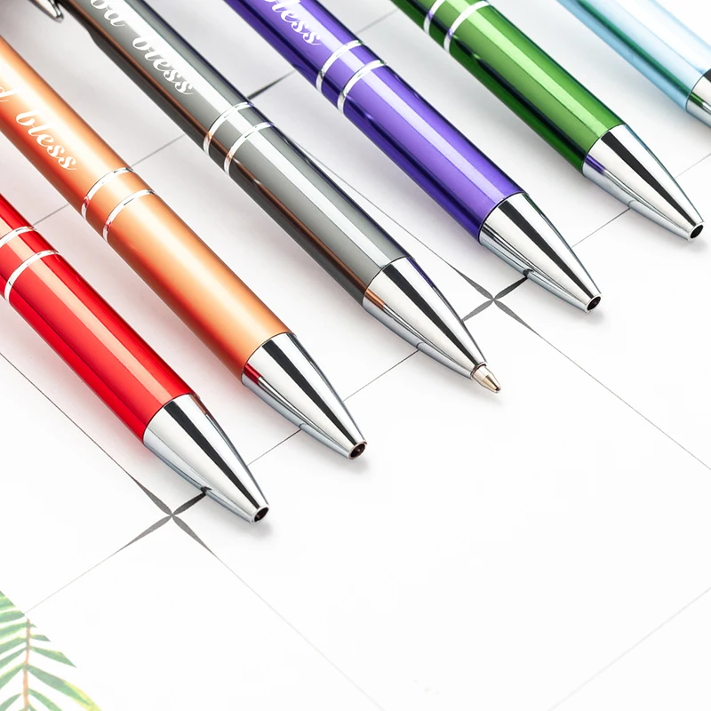 1Pcs High End Custom Aluminum Pole Metal Ball Point Pen Business Office School Commemorative Gift Stationery Free Carving Logo images - 6