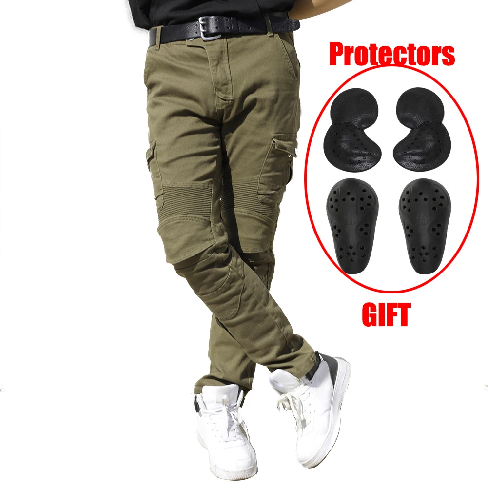 

Джинсы мужские из денима для езды на мотоцикле, защитные армейские штаны в байкерском стиле, состаренные наколенники, защитные накладки, цв...