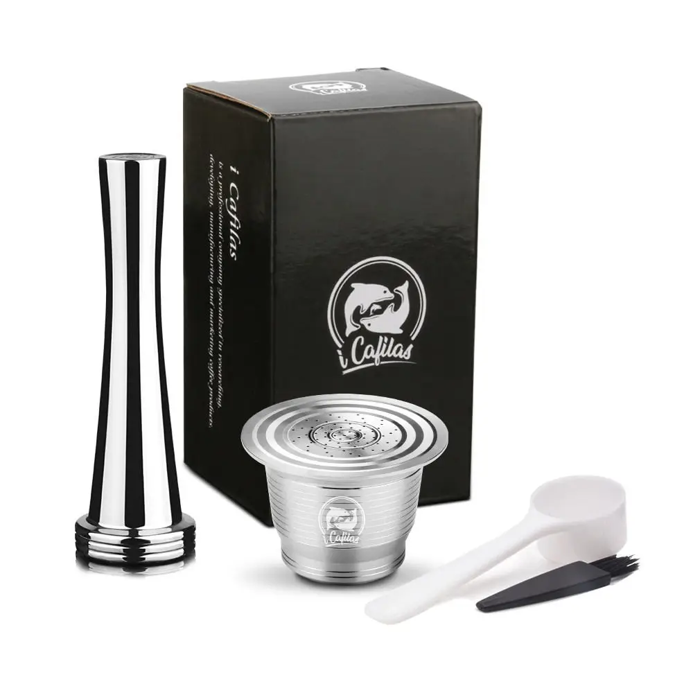 Circular Tamper ICafilas для Nespresso кофейная капсула многоразовый фильтр для кофе из нержавеющей стали чашка для эспрессо с трамбовкой для машины Inissia - Цвет: Circular Tamper
