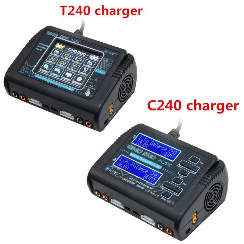 HTRC T240/C240 DUO AC 150 Вт DC 240 Вт 10A сенсорный экран двухканальный аккумулятор баланс зарядное устройство Dis зарядное устройство для модели радиоуправляемого дрона игрушки