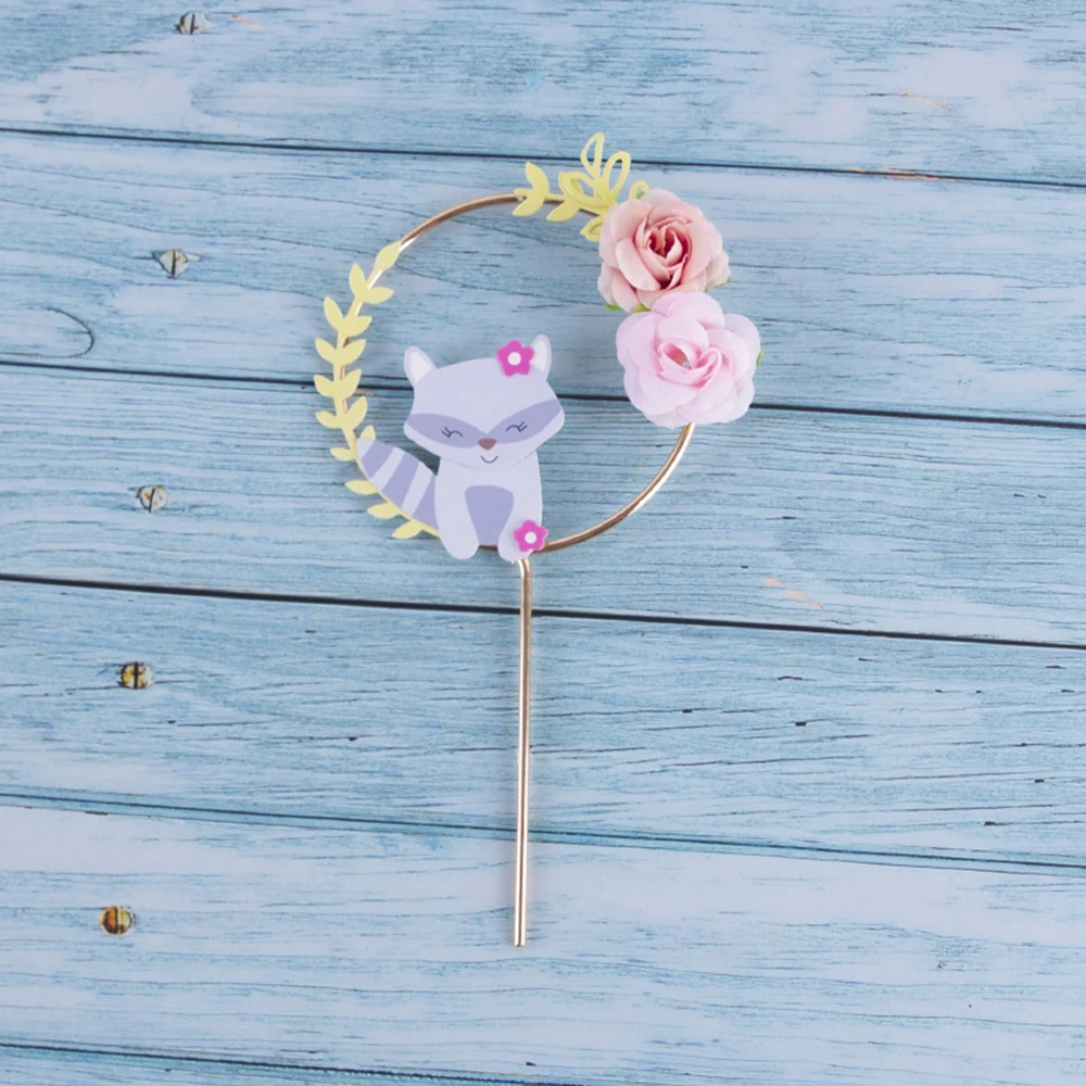 Красивые украшения для торта в виде леса животных белка цветок венок гирлянда