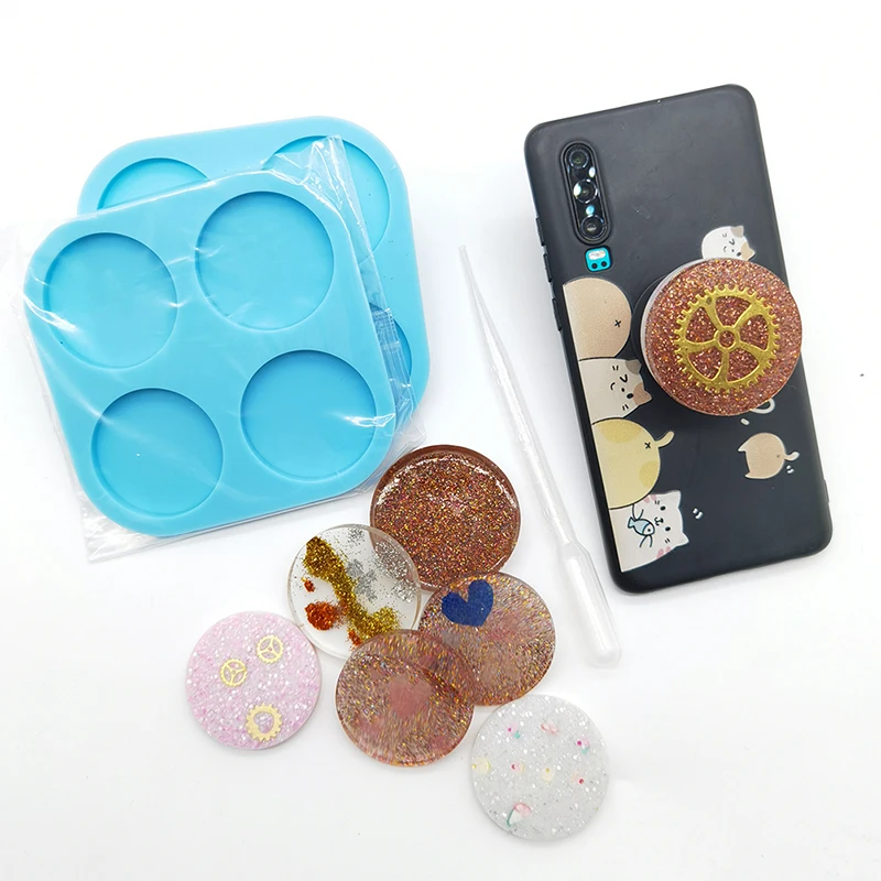 

DIY Cavity Circle Phone Grip Epoxy Resin Mold Phone Socket Silicone Mould Set Resin Mold