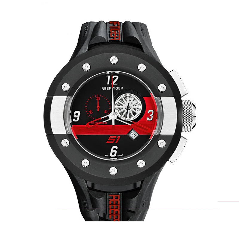 Часы наручные мужские кварцевые с резиновым ремешком спортивные