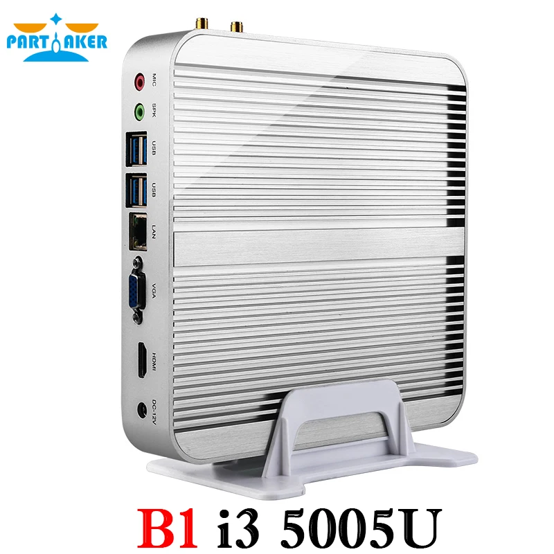 Причастник B1 Мини ПК Intel Core i3 5005U офисный компьютер 4K 300M WiFi HDMI VGA 6 * USB Gigabit Ethernet Windows 10