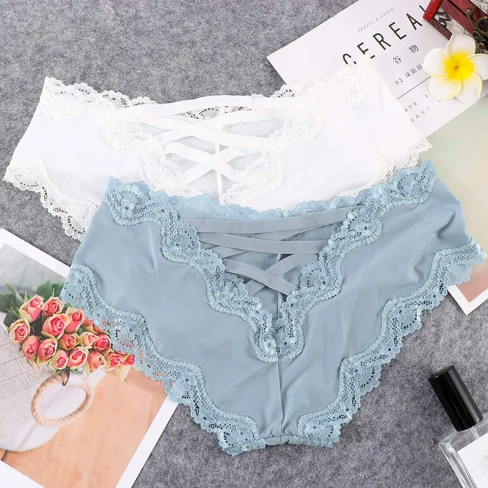 2019 модные трусики бандажные ажурные шелковые сексуальные женские кружевные