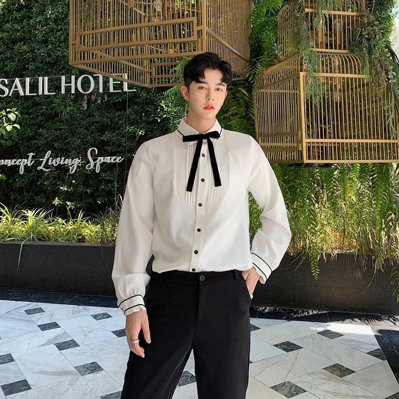 Мужская винтажная модная плиссированная галстук бабочка с длинным рукавом