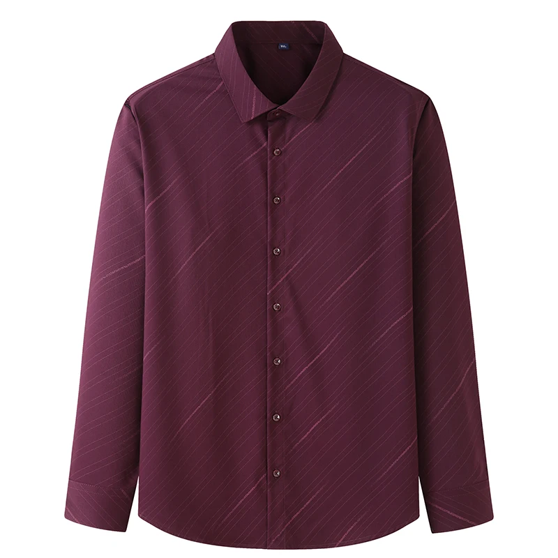

VROKINO New in autumn 2021 Men's loose striped long sleeve shirt Fashion business casual plus size shirt men