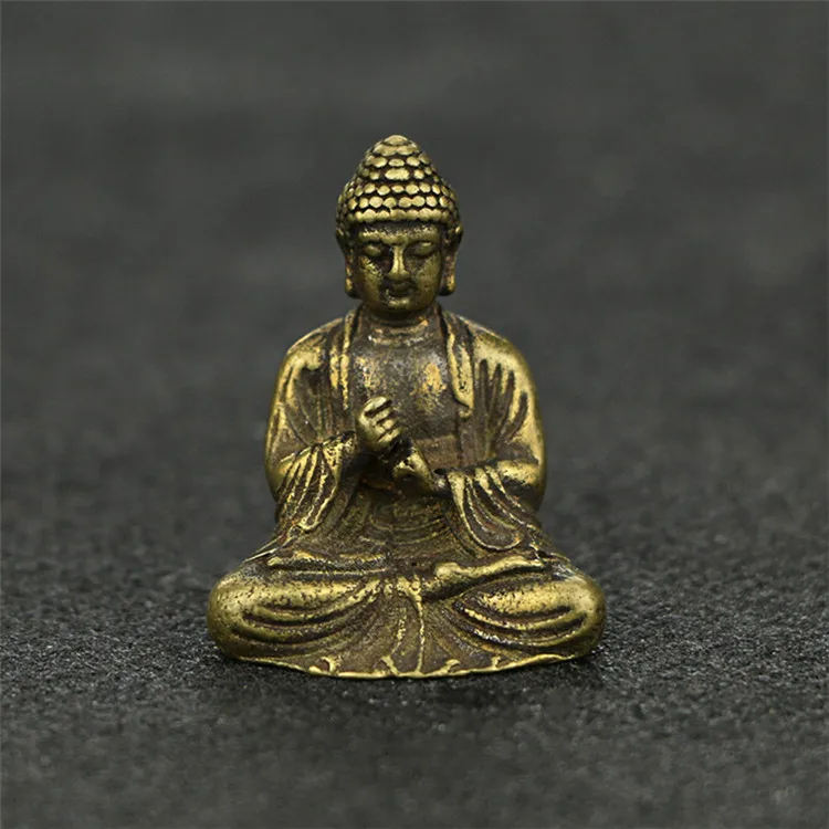Buddha Statue B Чистые медные статуи Будды украшения маленькие скульптуры Sakyamuni домашний декор настольные украшения автомобиль латунь счастливый фэн шуй статуэтки - Цвет: Buddha Statue B