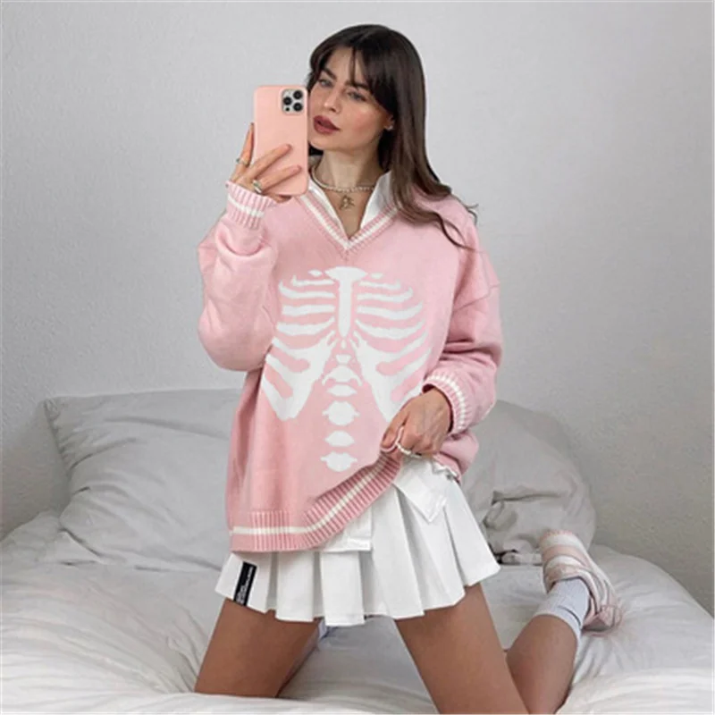 

winter clothes women Sweaters pull femme Oversized Outwear Jumper Knitted Pullover Streetwear goth Y2K Grunge HipHop Harajuku