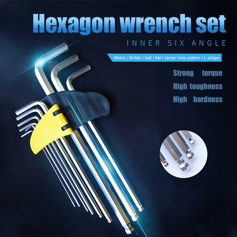 

L Wrench Ball End Long Arm Hex Key Allen Wrench Set Powerful Repair Tool Durable Good Toughness In Stock