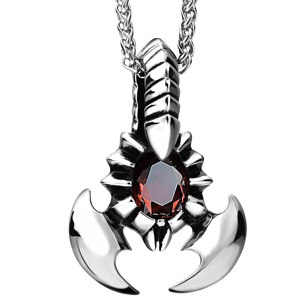 Handsome Scorpion King Ruby Men's Pendant Domineering Exaggerated Alternative Titanium Steel Necklace Boyfriend Gift | Украшения и