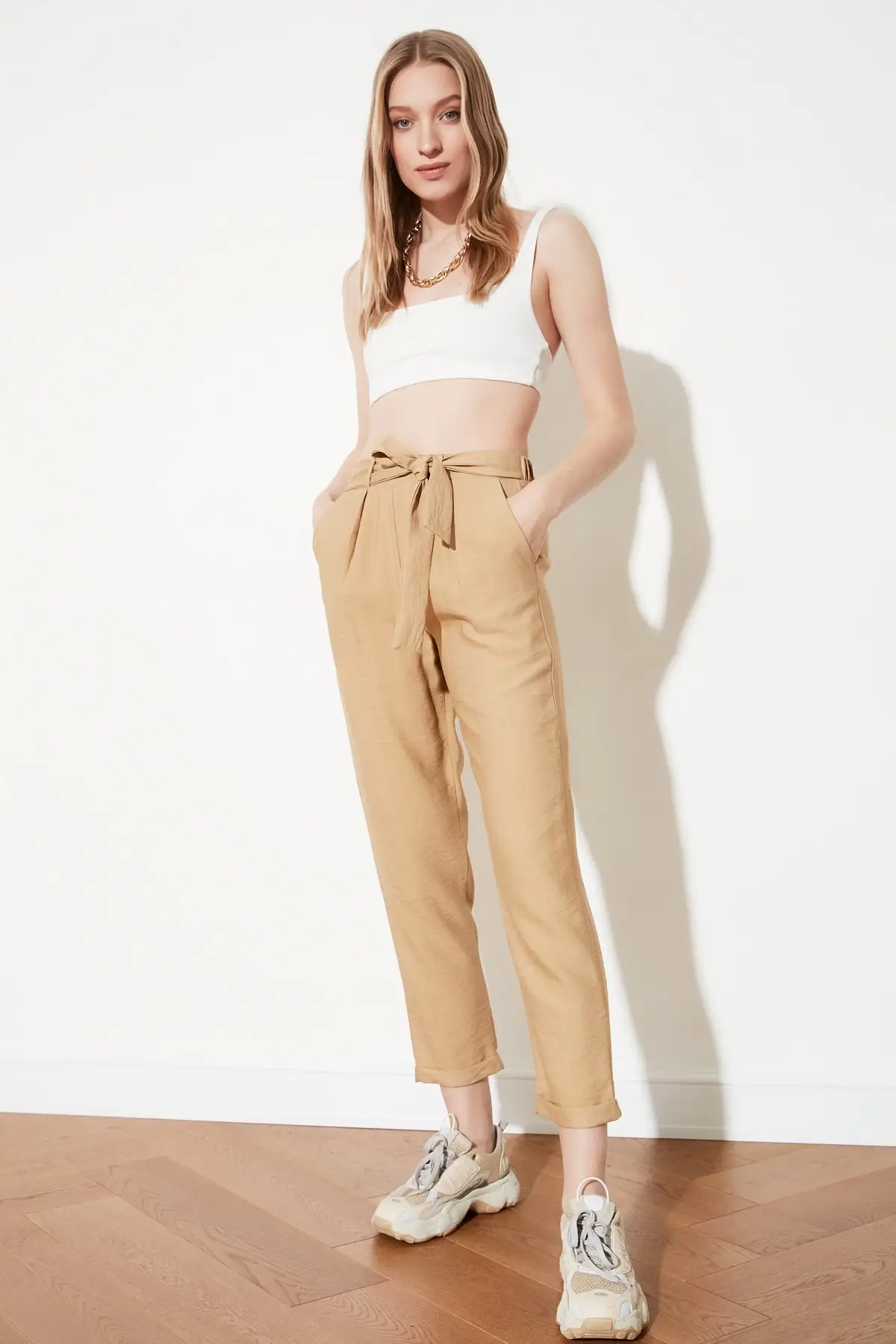 Женские повседневные брюки twot19st0069 синий пояс|Брюки| |