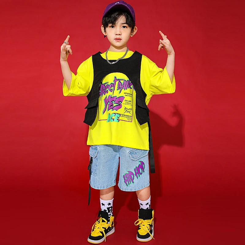 Детские танцевальные костюмы в стиле хип-хоп для детей костюм свободного кроя с