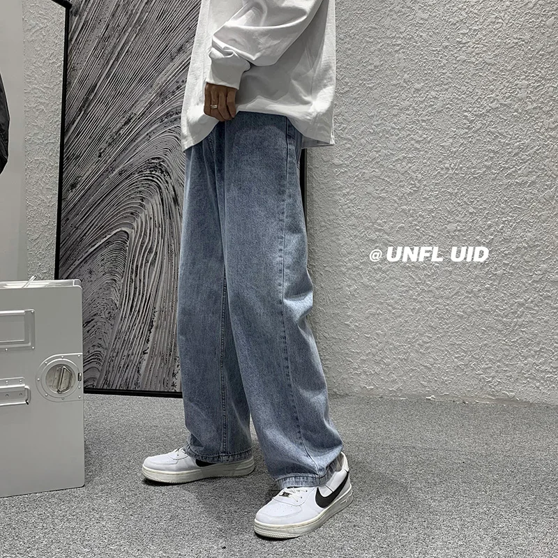 Wide Leg Jeans Men's Fashion Retro Harajuku Baggy Jeans Men Streetwear Loose Hip-hop Straight-leg Denim Trousers Mens M-2XL