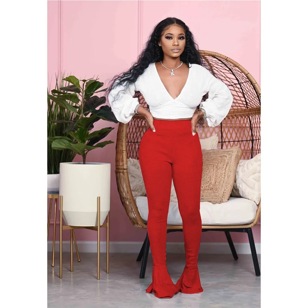 Женские расклешенные брюки Autume однотонные пикантные облегающие длинные с