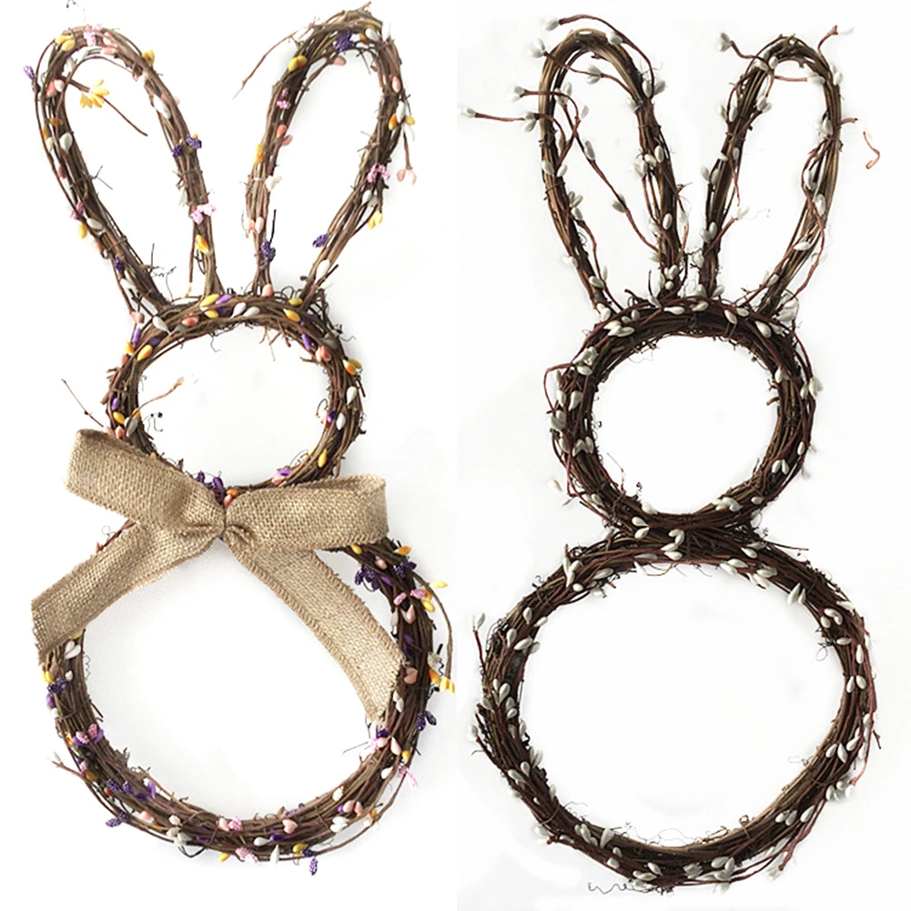 Гирлянда из ротанга ручной работы с кроликом Кроликом кулон венок