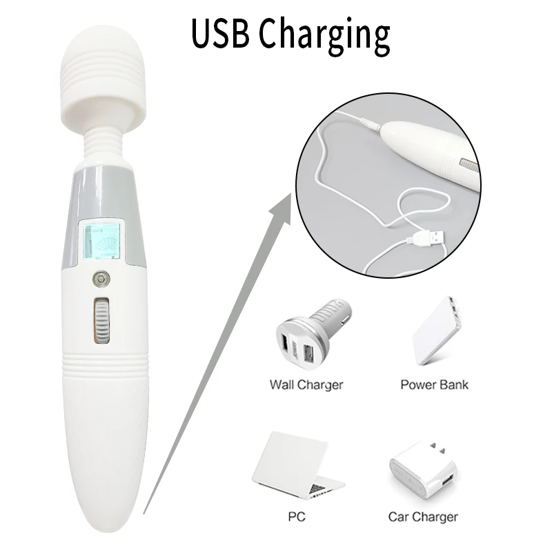 Большая волшебная палочка вибраторы для женщин с ЖК-дисплеем Стимулятор точки G