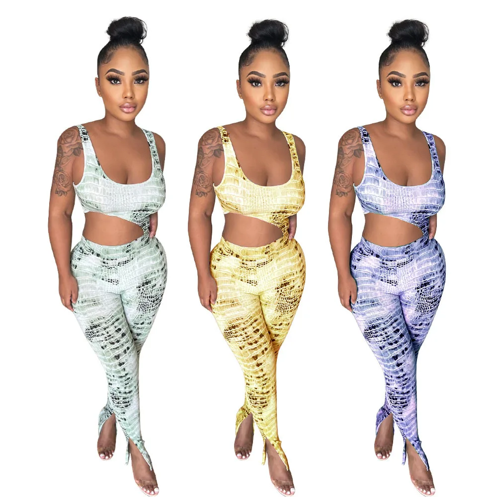 

Digital Print Tank Sleeveless Wasit Hollow Out Women Sexy One Piece Jumpsuits