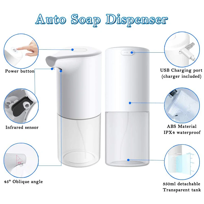 

Automatic Soap Dispenser,USB Rechargeable Waterproof Pressless Foaming Hands-Free Dispenser with Infrared Motion Sensor