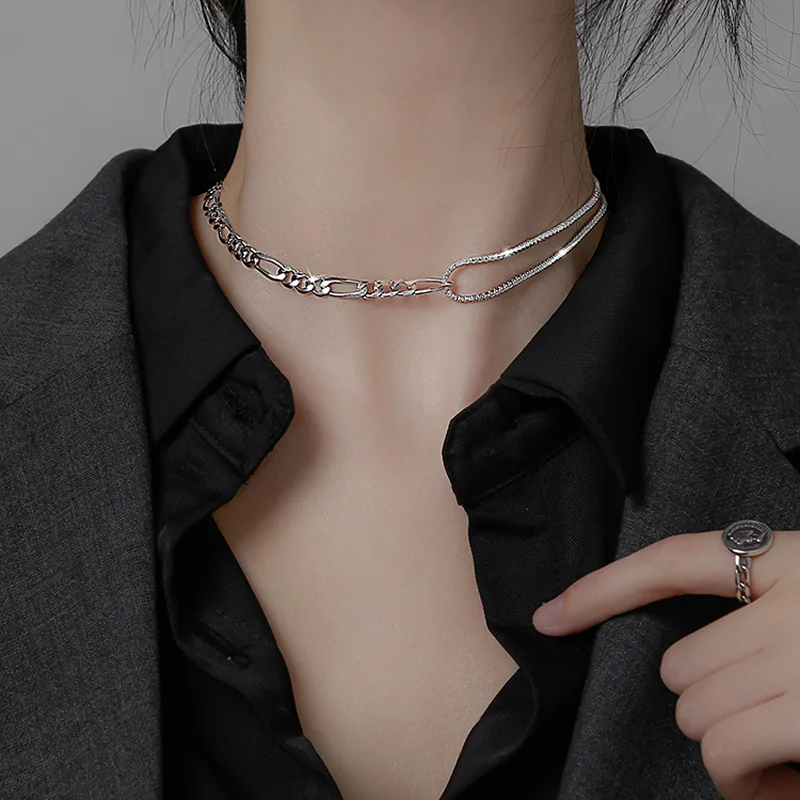 

Trendy 925 Sterling Silver Luxury Zircon Chain Exquisite CZ Choker Short Necklace Party Gift For Women Fine Jewelry NK070