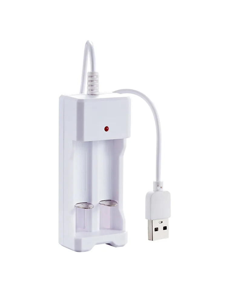USB разъем Батарея Зарядное устройство Белый 2 слота AC 110V 220V двойной для 18650 QI