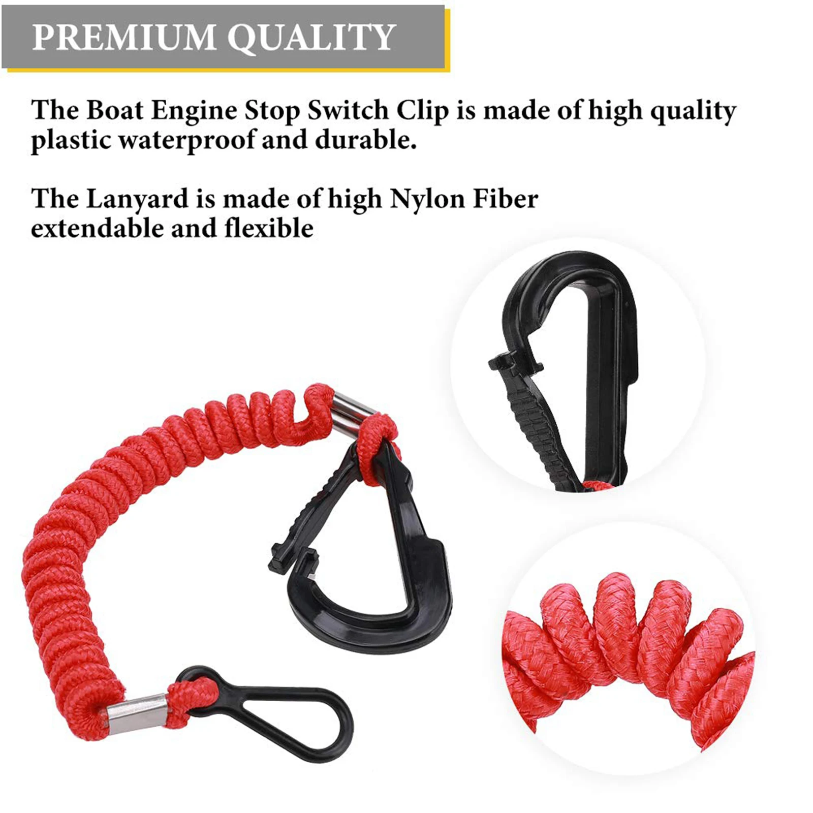 Outboard Emergency Stop Switch Safety Lanyard Cord for Mercury Mercruiser