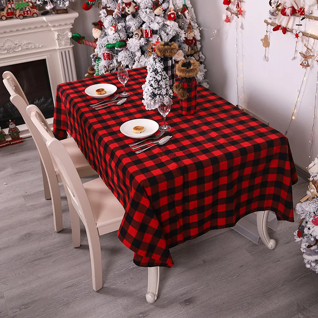 Красный черный плед скатерть покрытие Нескользящие рождественские украшения