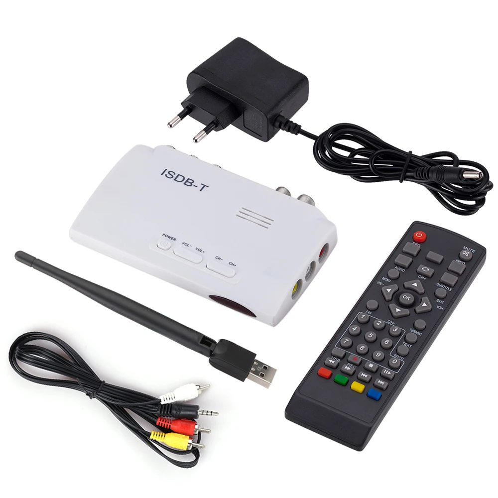 With USB Wifi FTA ISDB-T TV Tuner Receiver Digital Terrestrial Set Top Box Full HD 1080P USB Recorder EPG HDMI Out VHF UHF Brazil Peru Antenna - Цвет: With USB Wifi