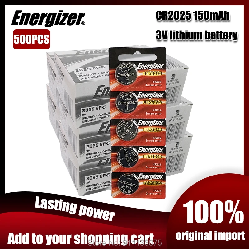 500 шт. оригинальный Energizer cr2025 аккумуляторы таблеточного типа для цифровой камеры