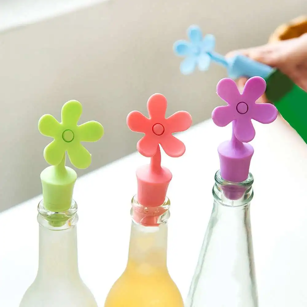 

12pcs Sealed Wine Silicone Stopper Flower Shape Wine Cork Beverage Closures Bar Wine Tool Kitchen Accessories