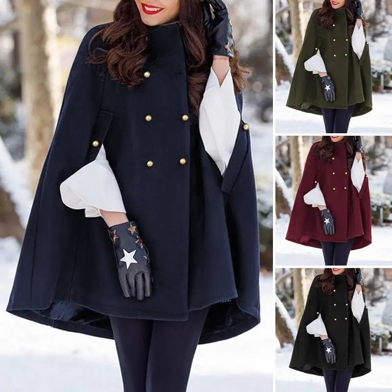 Осенняя накидка ZANZEA модная женская пальто-пончо с рукавом летучая мышь зимняя