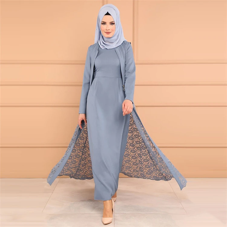 Новое Элегантное модное мусульманское длинное платье abaya кружевное женское