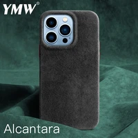 ymw alcantara case for iphone 13 pro max 12 mini 11 pro max luxury business supercar interior same suede leather phone cover