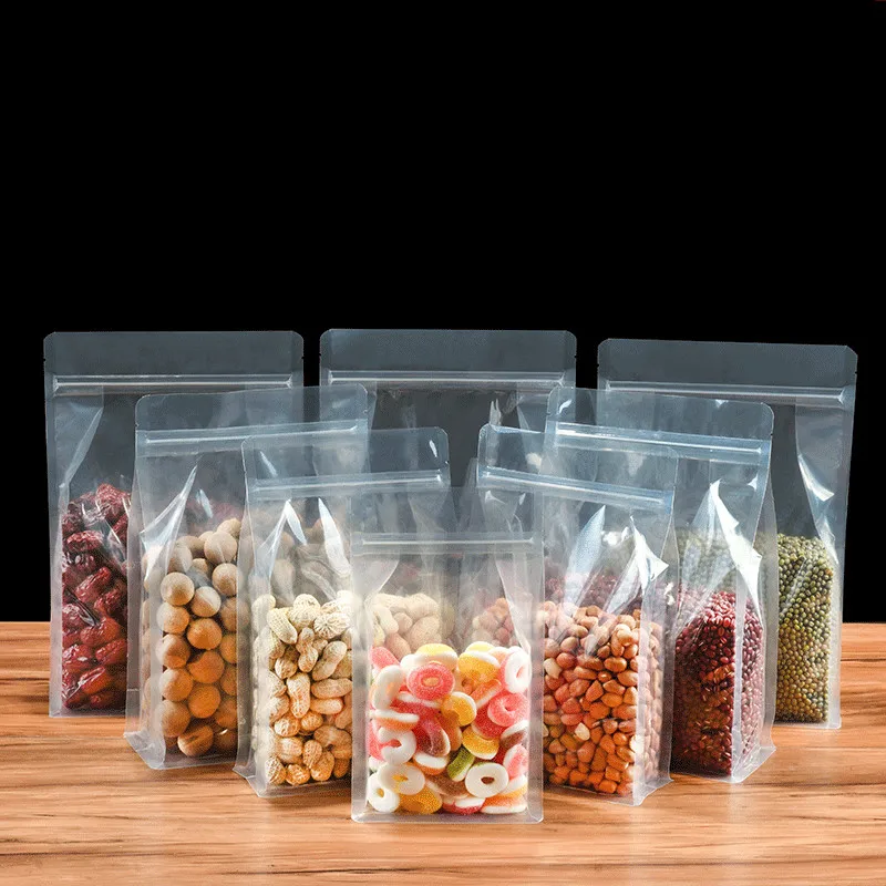 

Ziplock Bags 3D Clear Glossy Flat Bottom Stand Up Zip Lock Pouches PE/PA Thick in Variety Sizes GRUITER Wholesale 100pcs