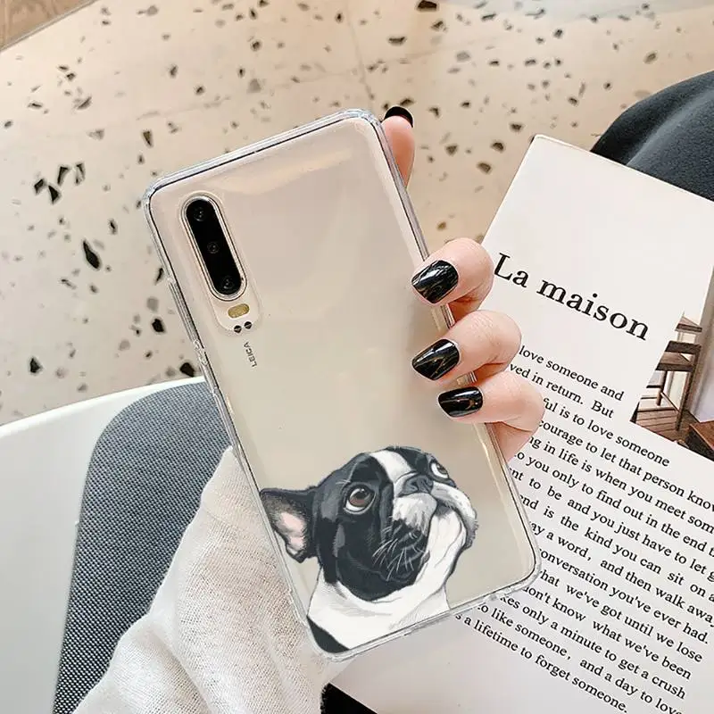 

Pug Dog French Bulldog Phone Case Transparent for Samsung A71 S9 10 20 HUAWEI p30 40 honor 10i 8x xiaomi note 8 Pro 10t 11