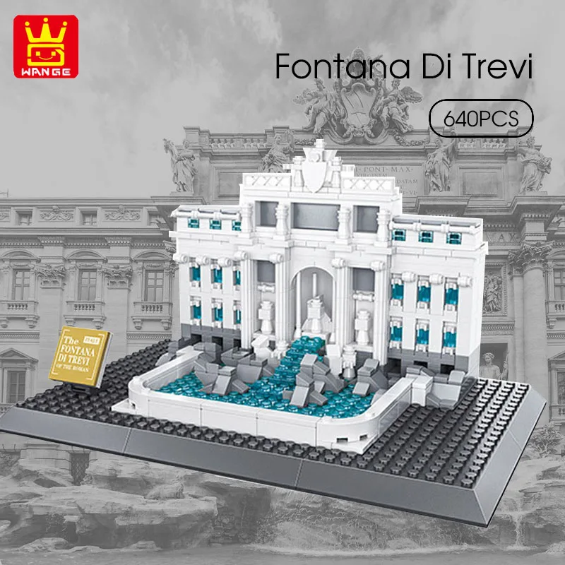

WANGE 640Pcs World Famous Architecture Building Blocks Toy Rome Trevi Fountain Classic Toys brick Model Collection Child Toys