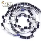 Бусины из гематита, незакрепленные бусины из натурального камня с двойным отверстием для изготовления ювелирных украшений, браслетов, ожерелий, 15 дюймов