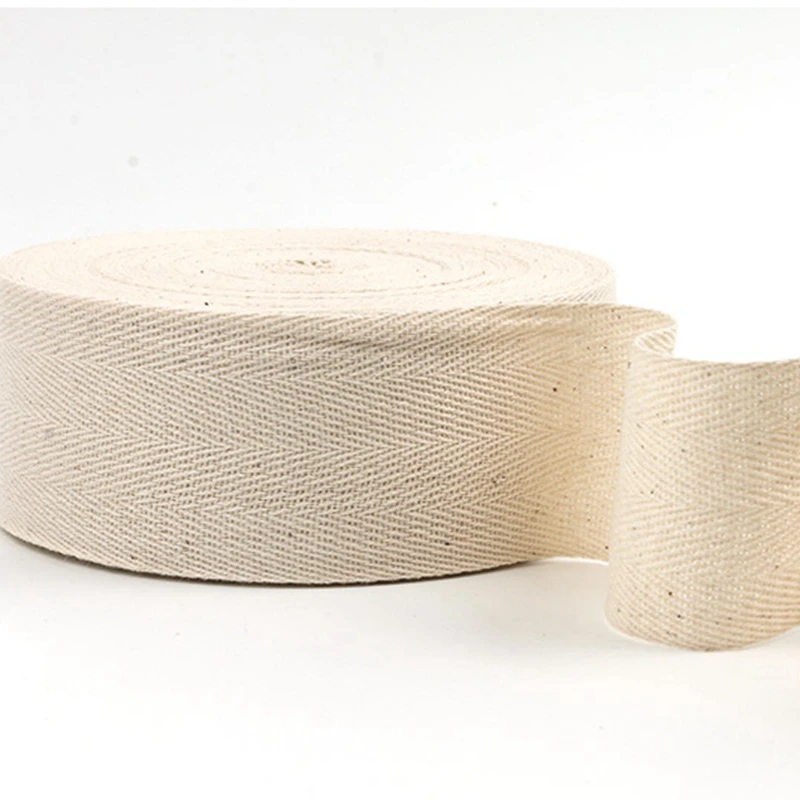 Натуральная бежевая тесьма Biais coton плетеная из мерсерии для шитья хлопковая