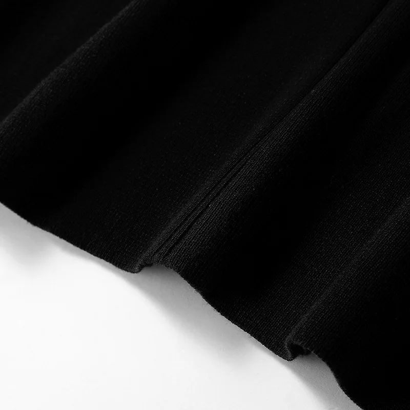 

Plus Size Clothes Black Knitted Dresses With Peter Pan Collar Long Sleeve A-line Button Oversized 4xl 3xl Korean Spring Dress