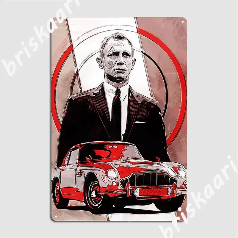 

James Bond Metal Sign Designing Cave Pub Wall Decor Cinema Garage Tin Sign Poster