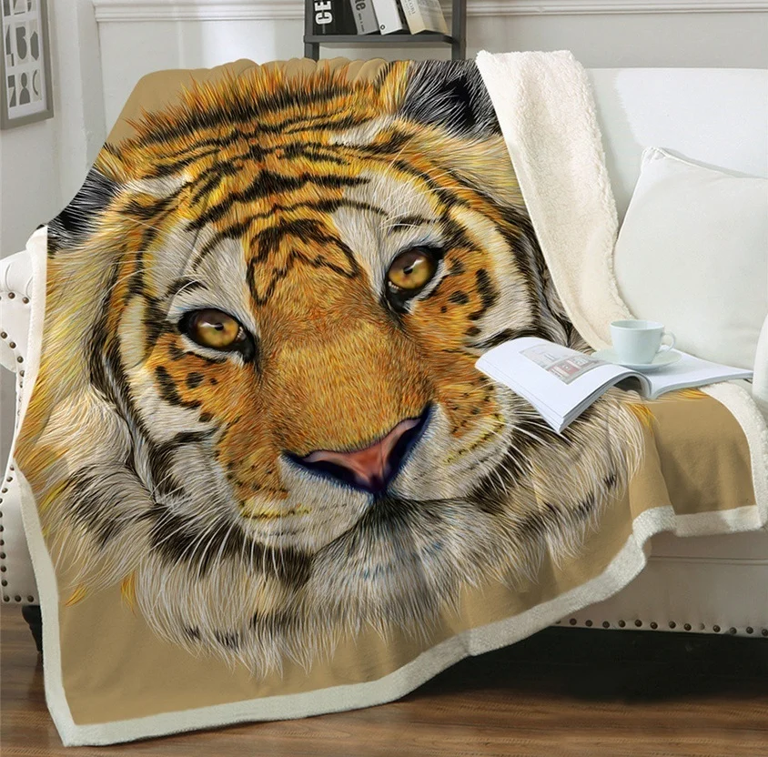 

Плед тигр, лев, леопард, 3D фланелевое одеяло, покрывало для кровати, подходит для взрослых/детей, одеяло из искусственной кожи, дорожное покр...